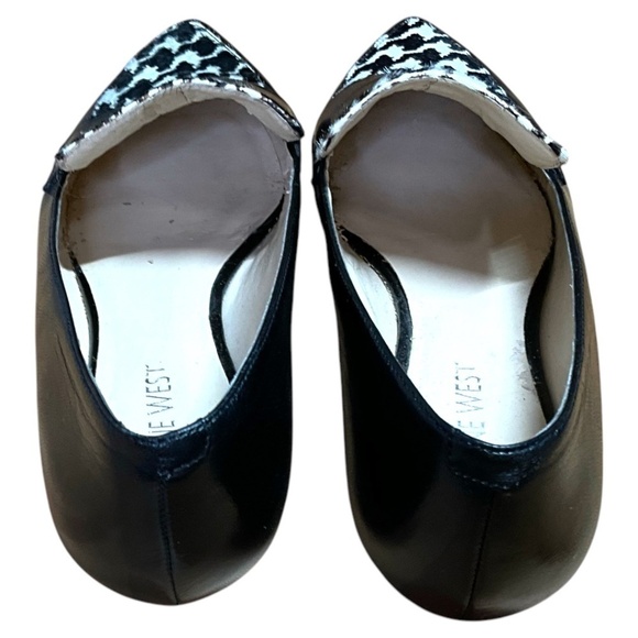 NINE WEST Genuine Leather Pointy Toe Flats Houndstooth Calf Hair Upper US Sz 8.5 - Picture 6 of 10